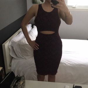 Burgundy/ black lace dress